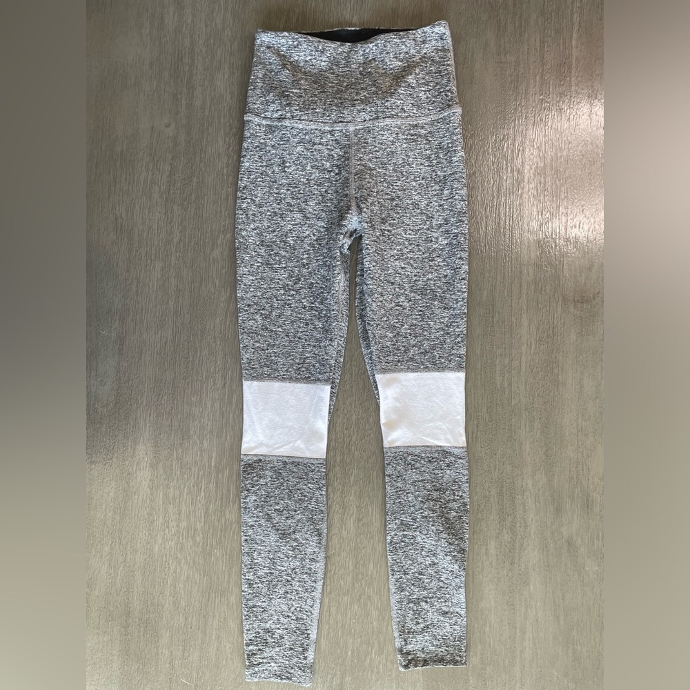 Beyond Yoga Grey Heathered High Rise Leggings White Stripe S
